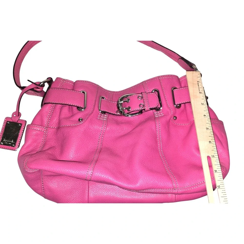 Tignanello‎ Statement Med Hobo Bag Shoulder Purse Buckle Pink Pebble Leather Exc